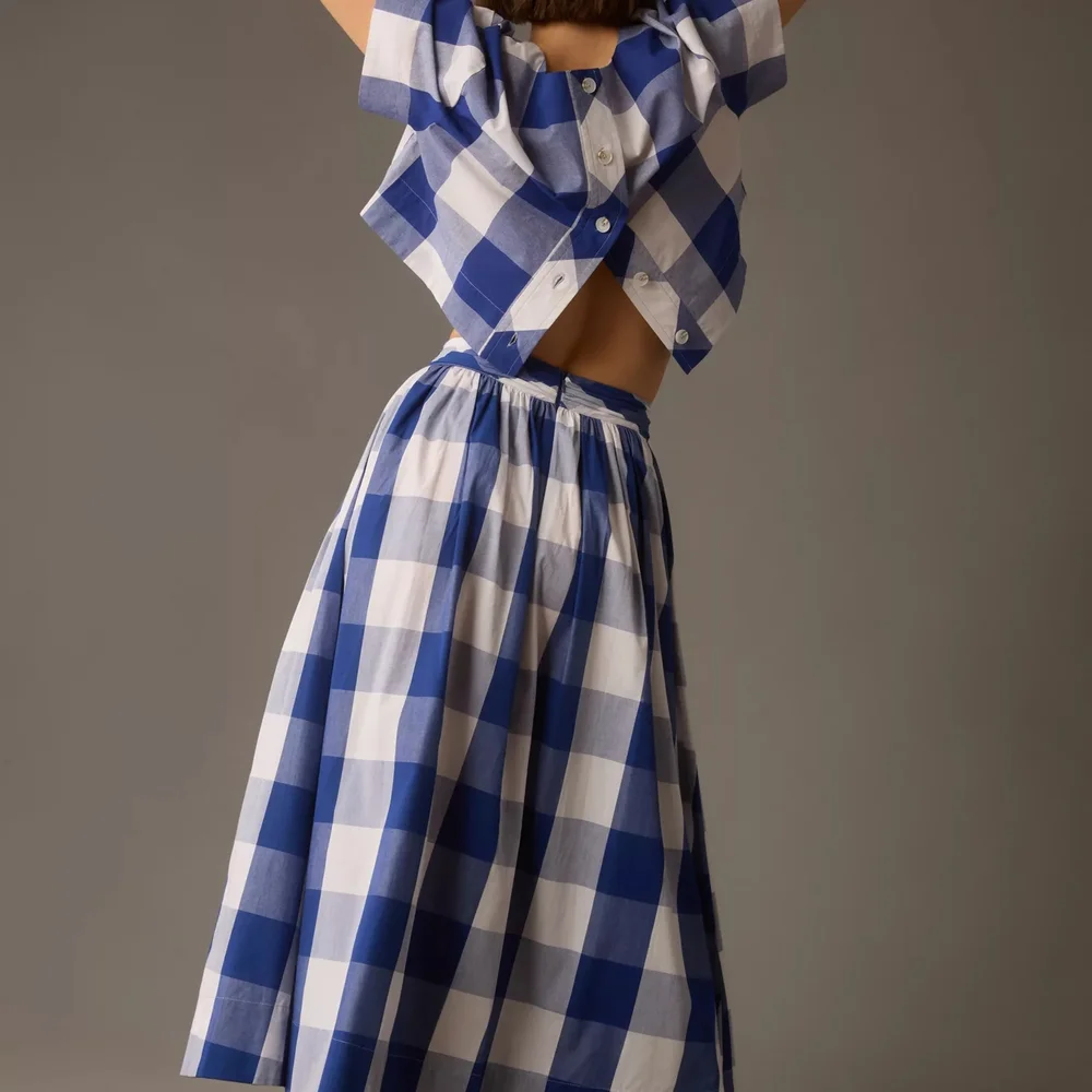 NEW Sunday in Brooklyn Plaid Side-Slit Skirt L - Picture 3 of 3